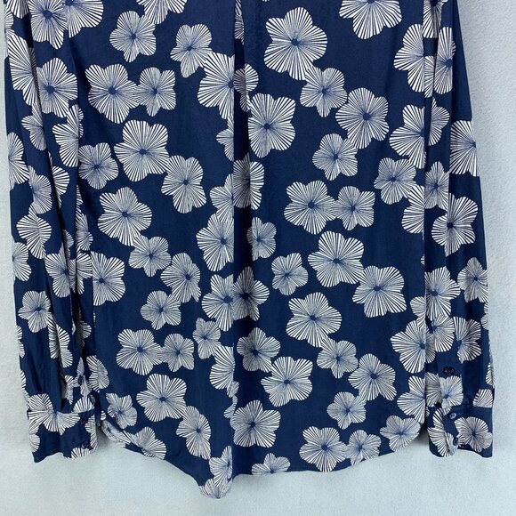 Trina Turk Blouse Womens Extra Small Blue Silk Button Up Long Sleeve Woven - Picture 7 of 16